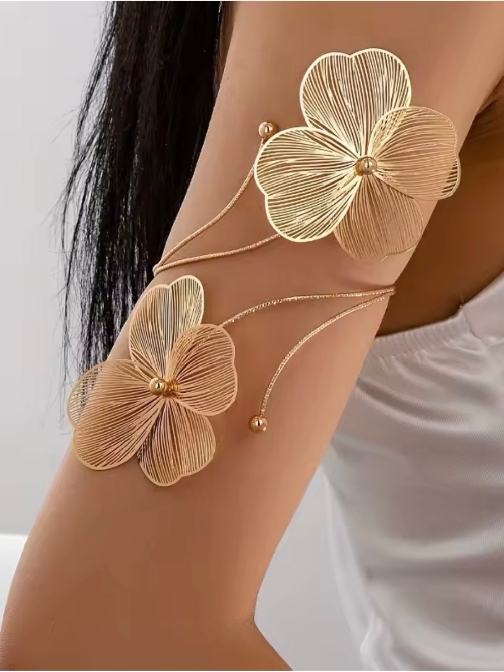 Zara Limited Edition Gold Floral Arm Cuff Bracelet NWOT
